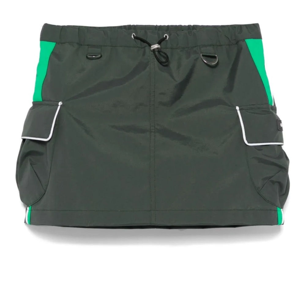 Coperni Grey and Green Mini Skirt with Drawstring